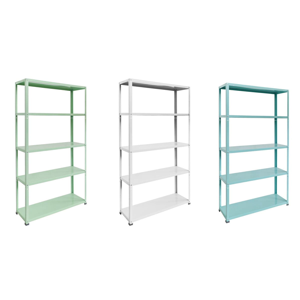 AR Deco Bookshelf Collection, Height 68 in, Width 35.4 in, Depth 12 in, Model# Easy White by AR Shelving – 68" H x 35.4" L x 12" W, Alloy Steel, White, Pack of 6, Model RIVET 39/20