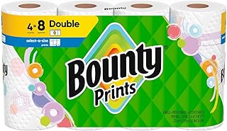 Bounty Paper Towels 4 Double Select-A-Size Printed Rolls, 4 Count