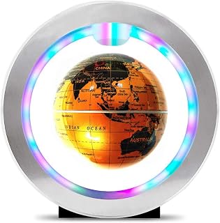 Geographical Globe, Levitating Floating World Map Globe with O Shape Base, Spinning Planet Earth Globe Ball Anti-Gravity with LED Light Lamp - Gift for Home Office Desk Decor