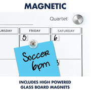 Dry Erase White Board 48"W x 36"H Glass Calendar by Quartet – 48"W x 36"H, Tempered Glass, White, Model GC4836F