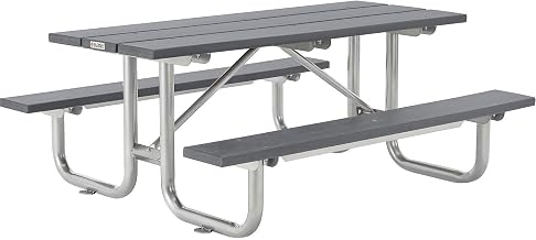 Global Industrial Outdoor 8'L Rectangular Picnic Table, 29-1/2"H, Gray