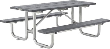 Global Industrial Outdoor 8'L Rectangular Picnic Table, 29-1/2"H, Gray