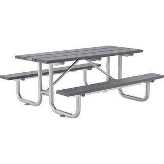 Outdoor 8'L Rectangular Picnic Table by Global Industrial – Recycled Plastic & Steel, Grey, Model 271675GY