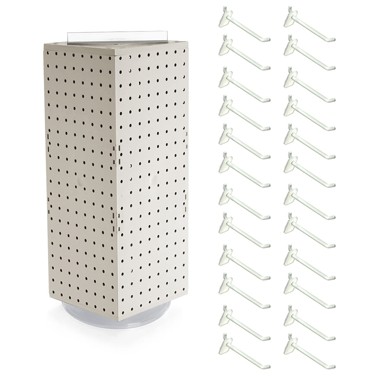Azar Displays Pegboard + Hooks / White / 8 inches (W) x 8 inches (D) x 20 inches (H) Display Racks