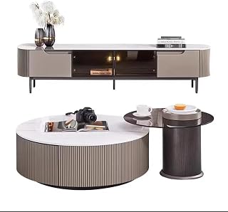 Mesa para Centro De Sala Large and Small Round Coffee Table Rock Plate Tea Table Home Small Household Coffee Table TV Cabinet Combination Coffee Table