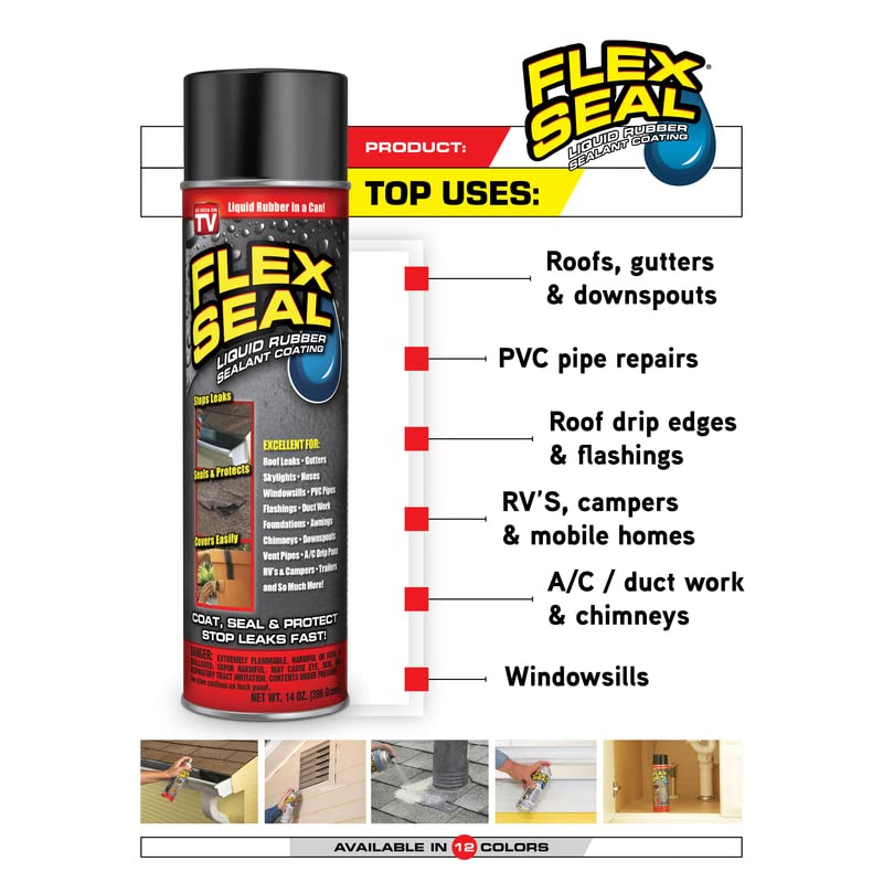 Clear Rubber Spray Sealant 2 oz. by Flex Seal – 2 oz., Rubber, Pack of 12, Model FSCLRMINI