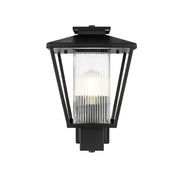 Gaul One Light Outdoor Wall Sconce Black by Lighting Design – Iron, Black, Model OD306W15BK