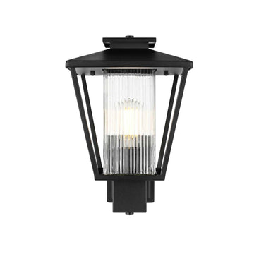 Gaul One Light Outdoor Wall Sconce Black by Lighting Design – Iron, Black, Model OD306W15BK