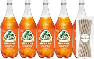 Jarritos Mandarin Mexican Soft Soda Drink 1.5 Lt Plastic Bottles 5 Pack + 15 Sugarcane Disposable Straws by KOOL8SHOP Infinite Deals