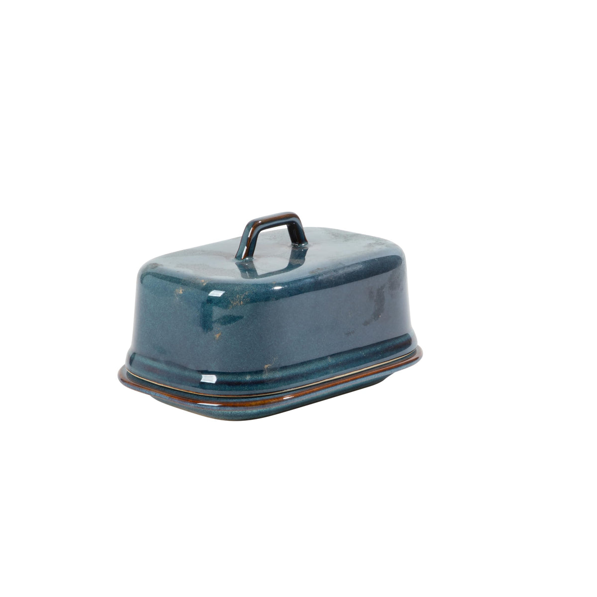 Gibson Elite Stoneware Butter Keeper with Lid, Blue Reactive Glaze, 6 Inch