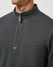 Mens Cloud Sweater 1/4 Zip by TravisMathew – X-Large, Cotton Blend, Heather Black, Model A42356