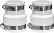 Fernco 1056-215 Reducing 2-in. x 1-1/2-in. Flexible PVC Pipe Coupling for Cast Iron and Plastic Plumbing Connections in White (Pack of 2)