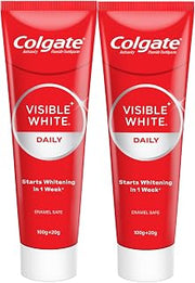 Colgate Visible White Toothpaste, Teeth Whitening Starts in 1 Week, Safe on Enamel, Stain Removal Tooth Paste and Minty Flavour for Fresh Breath (200g + 40g, Combo Pack)
