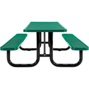 8’L Rectangular Picnic Table by Global Industrial – 96D x 62W x 29.5H in, Metal, Green, Model 277153GNKD
