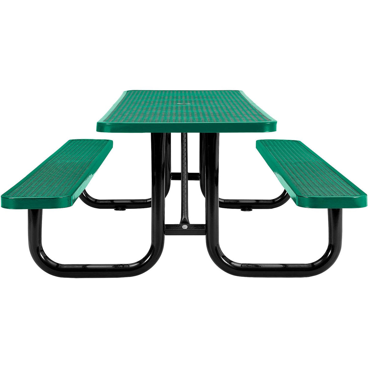 8’L Rectangular Picnic Table by Global Industrial – 96D x 62W x 29.5H in, Metal, Green, Model 277153GNKD