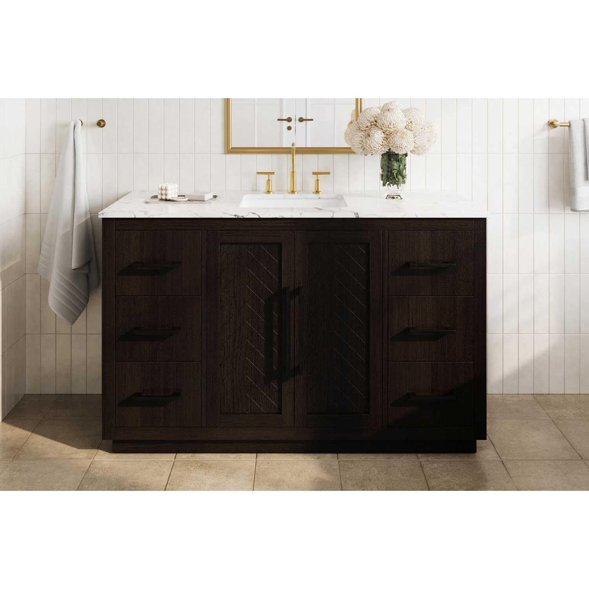Elegant Kitchen and Bath 54" Single Bathroom Vanity in Chocolate Oak by Elegant Lighting – Wood, Chocolate Oak, Model 5607839
