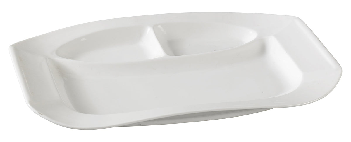 3-Compartment Plate by Yanco – Large, Porcelain, Bone White, Pack of 12, Model PS-2014