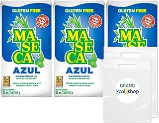 MASECA Maiz Azul Instant Corn Masa Flour Gluten Free Kosher Halal 2 lbs Bag 3 Pack + 2 Storage Reusable Bags by KOOL8SHOP Infinite Deals