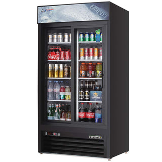 Everest 39-3/8" 2-Door Commercial Reach-in Sliding Glass Display Merchandiser Refrigerator for Convenience Grocery Store | (336) 20 oz Bottle by Everest Refrigeration – Model