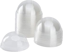 Karat PET Cups Lids, 98mm Diameter, Cold Disposable Cups, Sturdy Plastic Cups for Cold Beverages,100% Recyclable (Dome Lids No Hole)