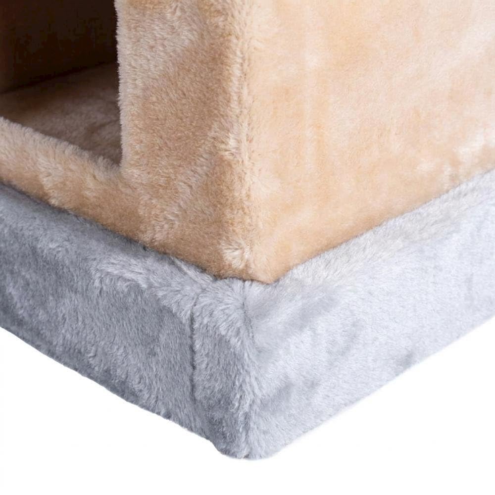 Pressed Wood Cat House with Sisal Scratching Carpet by Bison Pets – Engineered Wood, Beige