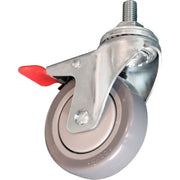 Replacement Pair of 4" Polyurethane Brake Casters for by Global Industrial – Gray, Model 9400102310004