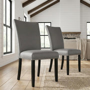 Faux Leather-Upholstered Side Chair by Furnifact – Engineered Wood, Gray; Black, Pack of 2