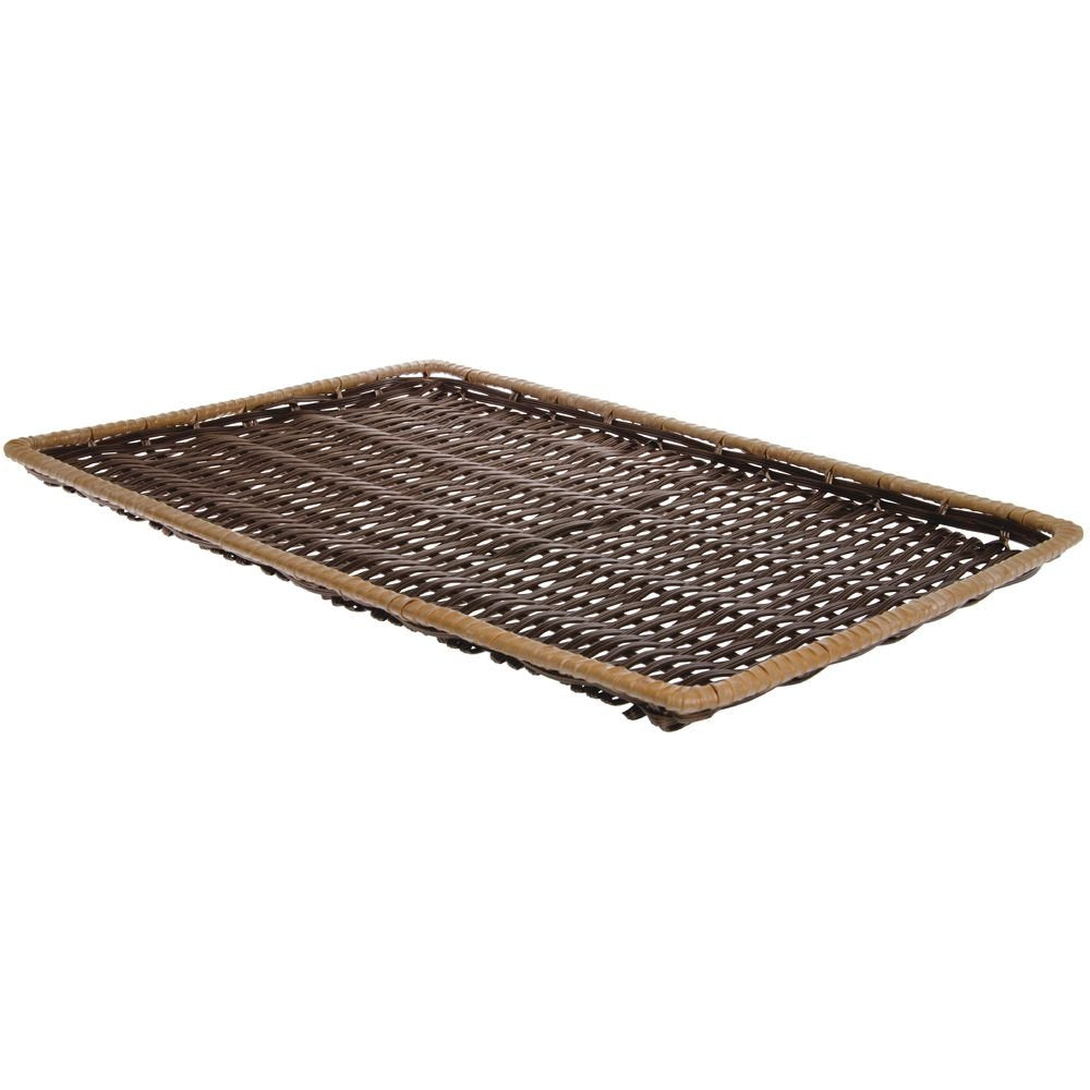 Two -Tone Beige Storage Basket- 18"L x 26"W x 1"H by HUBERT – Plastic, Brown, Model K2000-26SFT DB