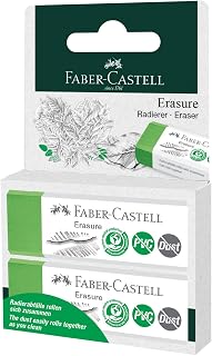 Faber-Castell Eraser Erasure PVC-Free & Dust-Free - Blister Card of 2