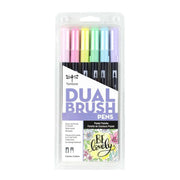 Dual Brush Pen Art Markers by Tombow – 1 Count (Pack of 6), Plastic, Nylon, Pastel, Model 56213