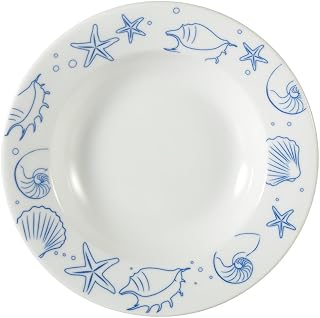 CAC China ATC-3 Atlantic Seashell 10-Ounce Super White Porcelain Round Pasta Bowl, 9 by 9 by 1-5/8-Inch, 24-Pack