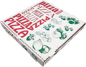 Southern Champion Tray 143168 14x14 Pizza Box, White Printed, Disposable and Recyclable (Case of 50)