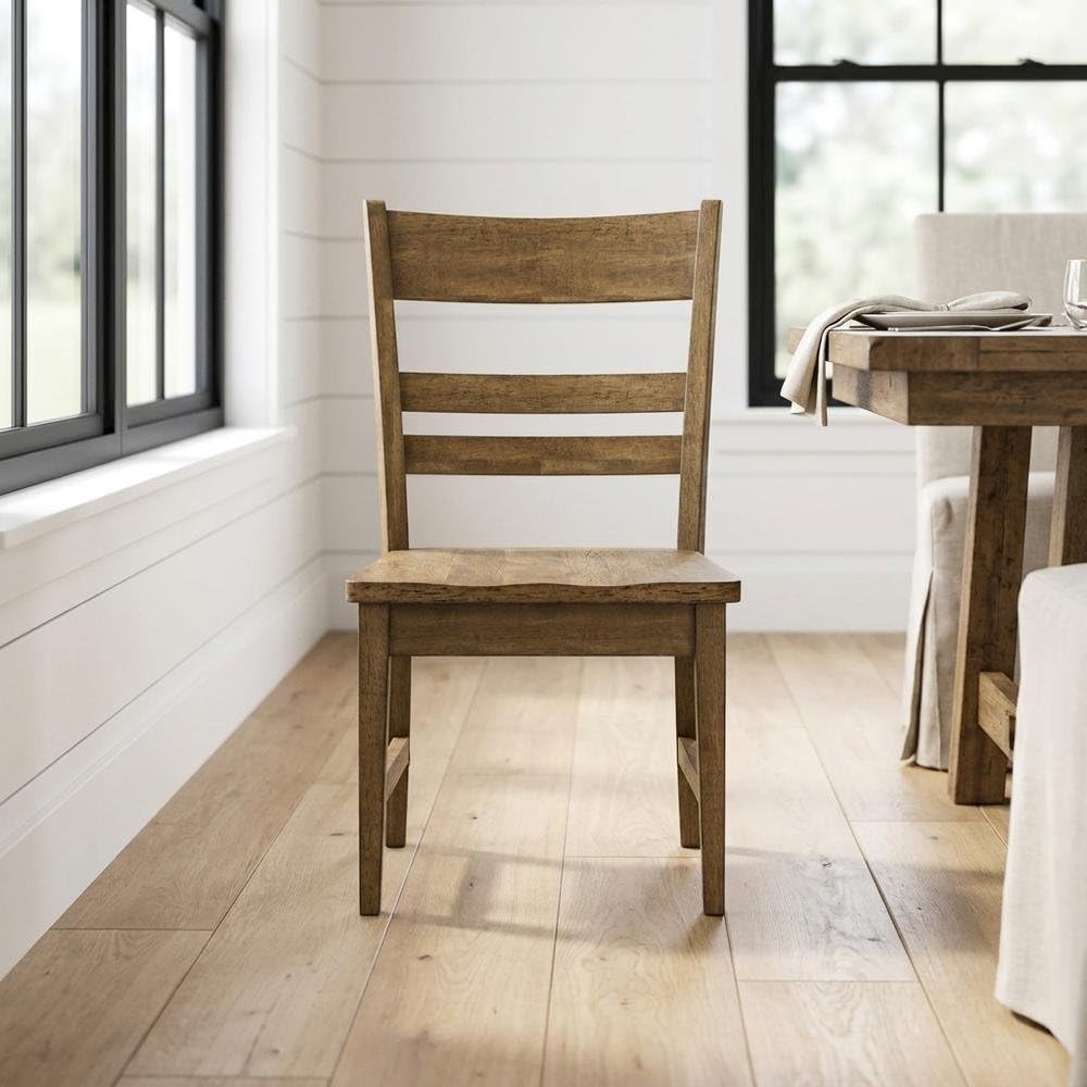 Toasted Java Ladderback Side Chairs by Starlight Canyon Home – Solid Asian Hardwood, Brown, Pack of 2