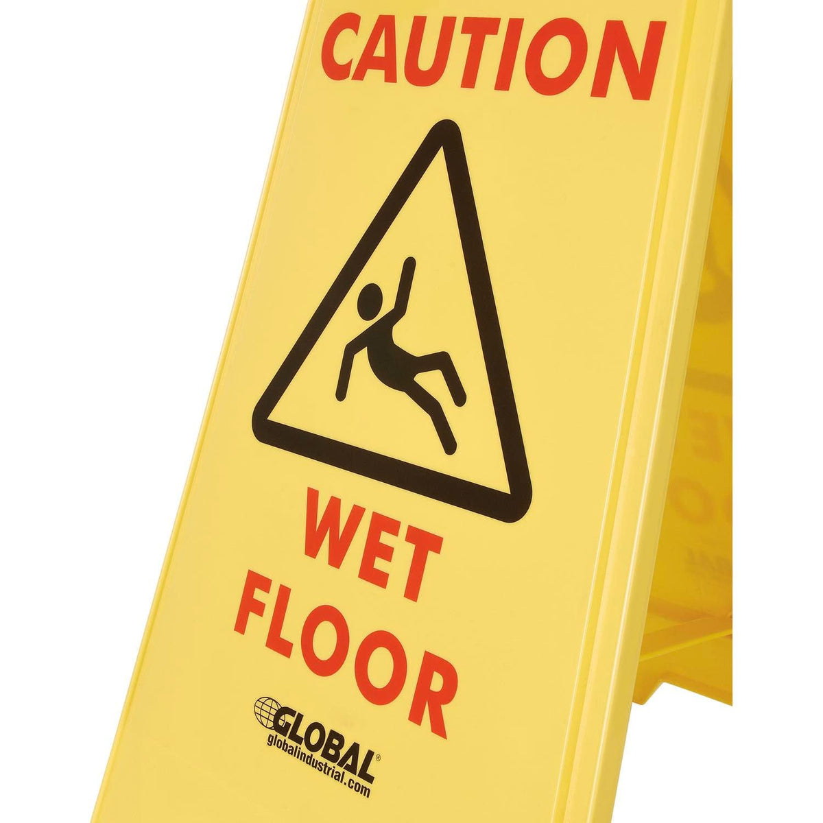 Floor Sign 2 Sided - Caution Wet Floor by Global Industrial – 25"L x 12"W x 1"H, Plastic, Yellow, Model 338*****##*