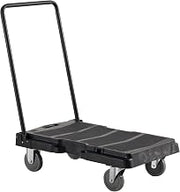 HUBERT Ergonomic Black Plastic Platform Truck with Adjustable Handle - 32" L x 20 1/2 W x 8 1/4 H