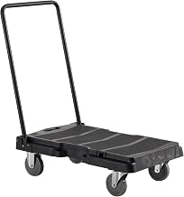HUBERT Ergonomic Black Plastic Platform Truck with Adjustable Handle - 32" L x 20 1/2 W x 8 1/4 H