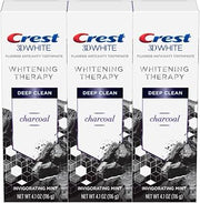 Crest Charcoal 3D White Toothpaste, Whitening Therapy Deep Clean with Fluoride, Invigorating Mint, 4.1 Oz (Pack of 3)