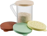Winco 10 oz Clear Snap-On Lids Plastic Dredge | Dishwasher safe, BPA-free, Color-coded lids, NSF certified, Great for Flour, Sugar, Spices and Baking Prep