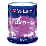 DVD+R 4.7GB 16X Recordable Discs with AZO Dye by Verbatim – 100 Pack - FFP, Branded, Model 97459