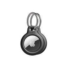 Belkin Apple AirTag Secure Holder with Key Ring - Durable Scratch Resistant Case With Open Face & Raised Edges - Protective AirTag Keychain Accessory For Keys, Pets, Luggage, Backpacks -2 Count Black | Protective AirTag case, open face design, raised edges, key ring, luggage tag, pet collar, backpack, travel accessory