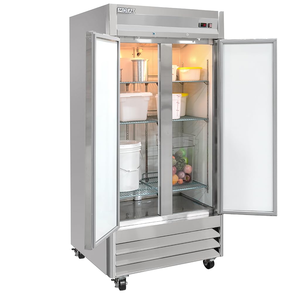 39 1/2" Two Section Reach In Refrigerator - (2) Left/Right Hinge Solid Doors by MOTAK – 41.93x31.89x83.46, In Description, Check Images, Model MSD-2DR-BAL-35-X