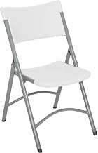 Global Industrial Folding Chair, Blow Molded Resin, White, Armless, Mid Back, Lot of 4