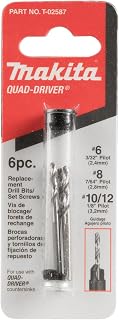 Makita Quad-Driver Replacement Drill Bit with Grub Screws, Silver (Pack of 2)