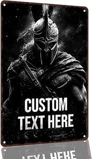 Ancient Spartan Warrior Custom Text Aluminum Wall Sign, 8 x 12 Inch