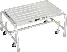 Tri-Arc WLAR001244 1-Step Mobile Aluminum Step Stool with Ribbed Top Step, 24-Inch Wide