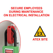 Lockout Tagout Miniature Circuit Breaker Lockout by Master Lock – Universal Toggles, Plastic, Red, Model S2393