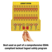Lockout Tagout Padlock Station by Master Lock – Includes 20 Zenex Padlocks, Polycarbonate, Yellow, Model 1484BP410