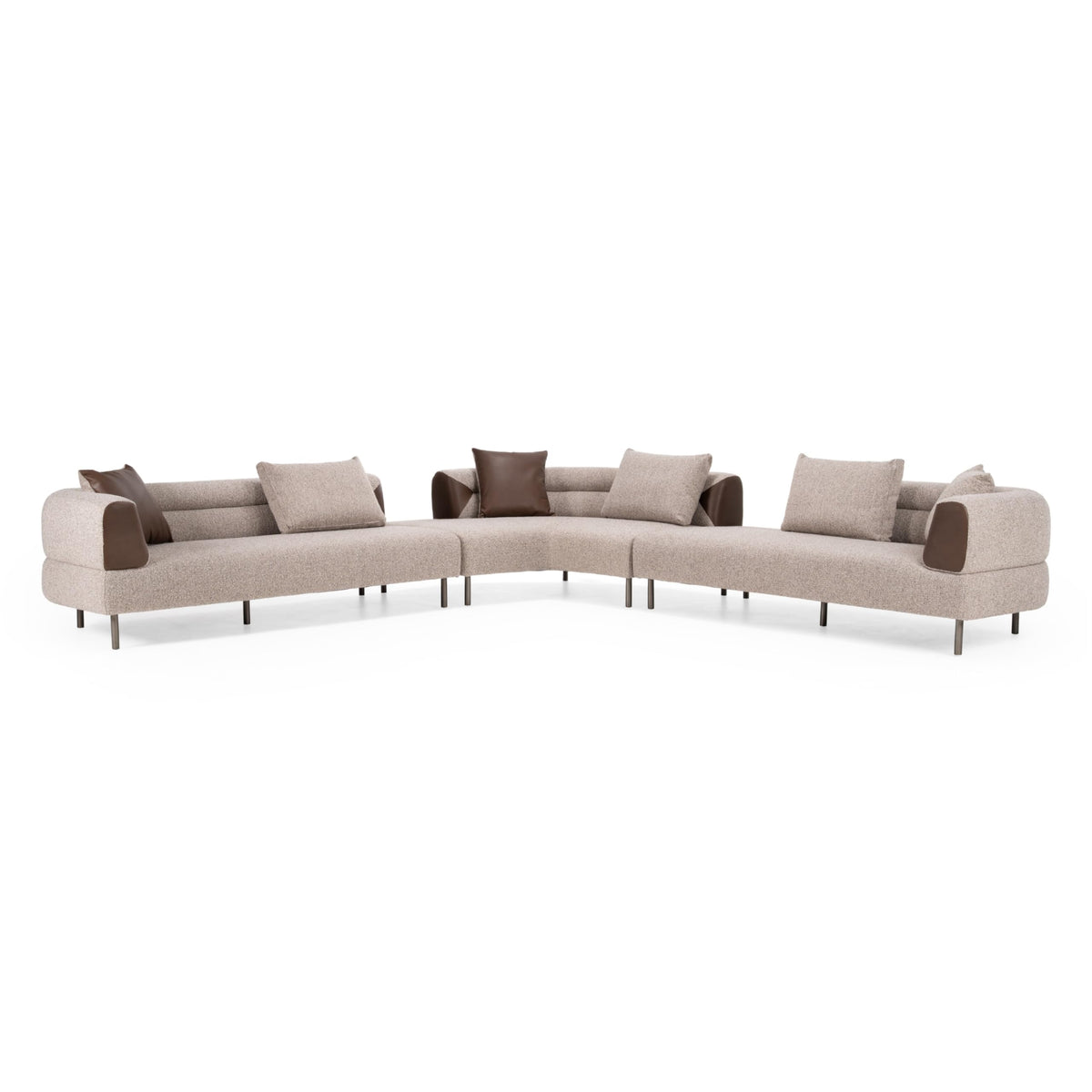 Plume - Modern Brown Fabric Sectional Sofa by Limari Home – Fabric, Brown, Model LIM-83146