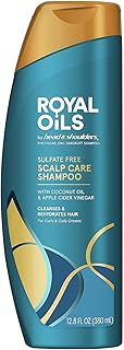 Head & Shoulders Anti-Dandruff Shampoo, Royal Oils Moisturizing Shampoo, 1% Pyrithione Zinc, Curly & Coily Hair, Coconut, Apple Cider Vinegar, Sulfate-Free, 12.8 fl oz