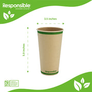 20 oz Paper Hot Cups by Responsible Products – 20 oz (1000 Count), 20.0 fluid_ounces, Paper, Natural Brown, Pack of 1000